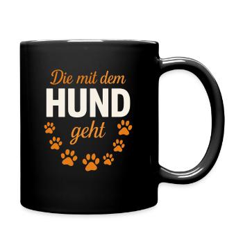 Qui se promène avec le chien – Pfotenliebe Design - Mug uni - noir - Droite
