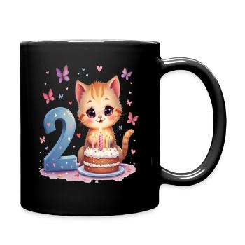 chaton mignon fille d’anniversaire 2e anniversaire - Mug uni - noir - Droite