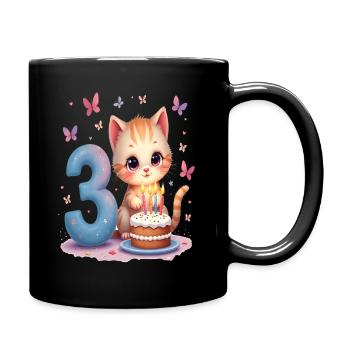 Chaton mignon 3ème anniversaire fille - Mug uni - noir - Droite