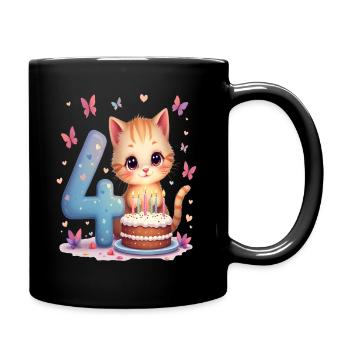 chaton mignon fille d’anniversaire 4e anniversaire - Mug uni - noir - Droite