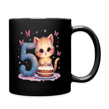 chaton mignon fille d’anniversaire 5 ans - Mug uni - noir - Droite