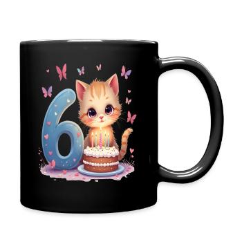 chaton mignon fille d’anniversaire 6e anniversaire - Mug uni - noir - Droite