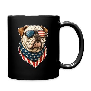 Englische Bulldogge USA - Tasse einfarbig - Schwarz - Rechts