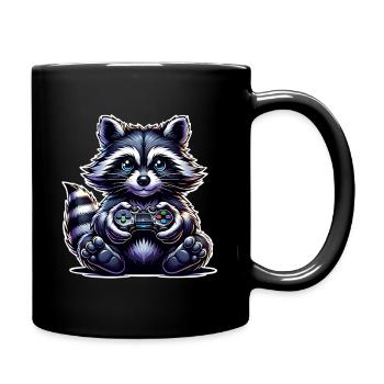 Waschbär Gamer Gaming Nerd - Tasse einfarbig - Schwarz - Rechts
