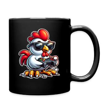 Huhn Gaming Gamer Nerd - Tasse einfarbig - Schwarz - Rechts