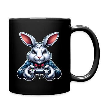 Hase Kaninchen Gamer Gaming Nerd - Tasse einfarbig - Schwarz - Rechts