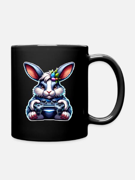 Bunny Rabbit Gamer Nerd de jeu - Mug uni - noir