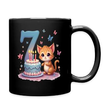 chaton mignon fille de 7e anniversaire - Mug uni - noir - Droite
