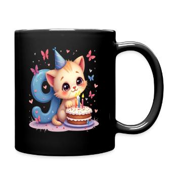 chaton mignon fille 9e anniversaire - Mug uni - noir - Droite