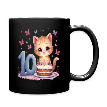 chaton mignon fille 10e anniversaire - Mug uni - noir - Droite