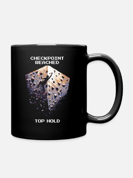Checkpoint: Top | Bouldern Pixel Art - Tasse einfarbig - Schwarz