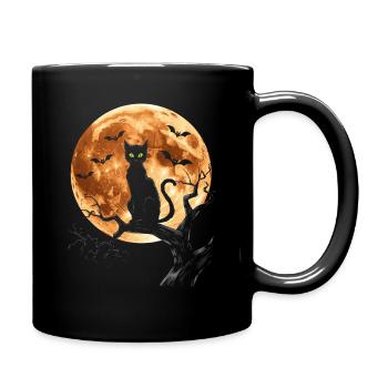 Halloween, Black Cat, Moon, Halloween Party - Full Colour Mug - black - Right