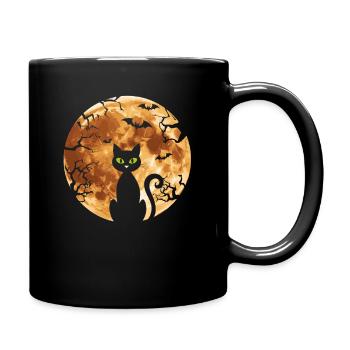 Halloween, Black Cat, Moon, Halloween Party - Full Colour Mug - black - Right