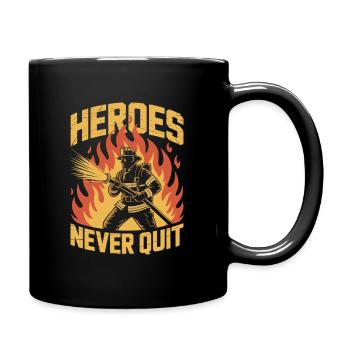 Heroes Never Quit Firefighter - Full Colour Mug - black - Right