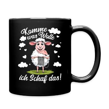 Wolle Häkeln Hobby Nähen Strickerin Stricken - Tasse einfarbig - Schwarz - Rechts