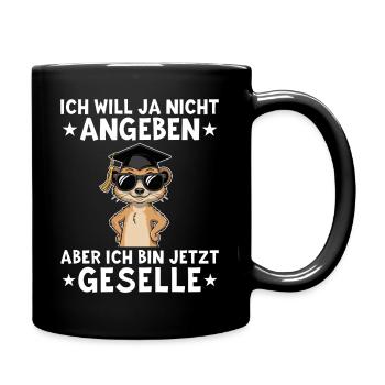 Gesellenbrief Erdmännchen - Bestandene Ausbildung - Tasse einfarbig - Schwarz - Rechts