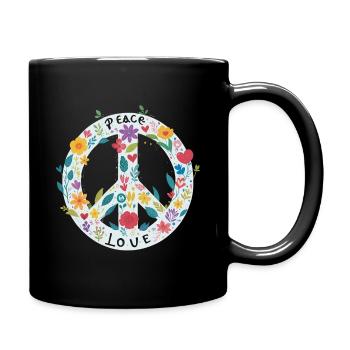 Peacezeichen Blumen Love - Tasse einfarbig - Schwarz - Rechts