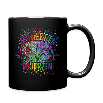 Konfetti im Herzen - Köln Karneval - Verkleidung - Tasse einfarbig - Schwarz - Rechts