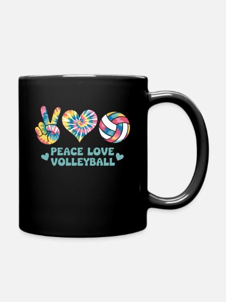 Peace Love Volleyball - Tasse einfarbig - Schwarz
