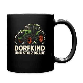 Dorfkind & Stolz Drauf – Traktor Design - Tasse einfarbig - Schwarz - Rechts