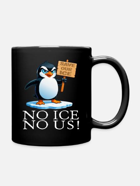 Climate Change Penguin Environmental Protection Funny Penguin - Full Colour Mug - black