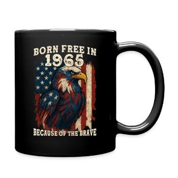 Born Free in 1965 – 60 Years of Loyalty & Liberty - Full Colour Mug - black - Right