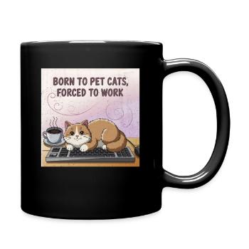 Katzenliebhaber Arbeiter - Tasse einfarbig - Schwarz - Rechts