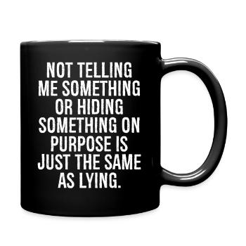 not telling me something or hiding something on - Tasse einfarbig - Schwarz - Rechts