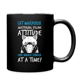 Cats, middle finger, cat in the car, cats lovers - Full Colour Mug - black - Right
