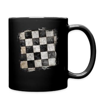Grunge Schachbrettmuster Schwarz-Weiß Retro - Tasse einfarbig - Schwarz - Rechts