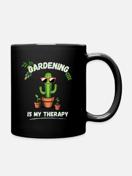 Gärtnern ist meine Therapie - Tasse einfarbig - Schwarz