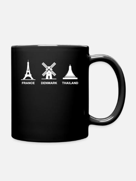 Fernweh Städte Frankreich Dänemark Thailand - Tasse einfarbig - Schwarz