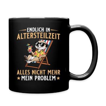 Frührente Erdmännchen im Liegestuhl Altersteilzeit - Tasse einfarbig - Schwarz - Rechts