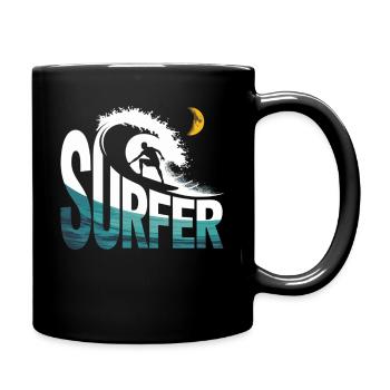 Surfeurs la nuit - Mug uni - noir - Droite