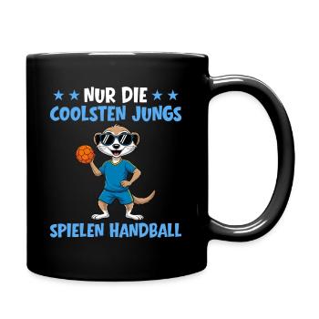 Nur die coolsten Jungs spielen Handball - Tasse einfarbig - Schwarz - Rechts