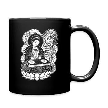 Chemise de méditation : Geisha avec vinyle sur fleur de lotus - Mug uni - noir - Droite