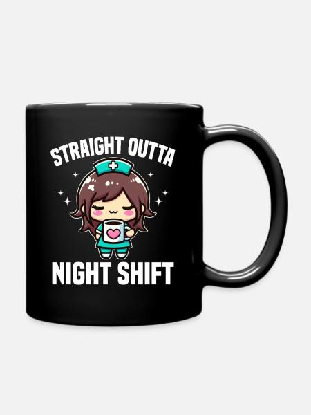 STRAIGHT OUTTA NIGHT SHIFT - CADEAU INFIRMIÈRE - Mug uni - noir