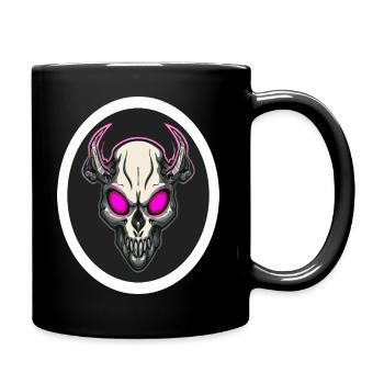 Pink-Eyed Demon Skull – Dark Fantasy Horror Art - Full Colour Mug - black - Right