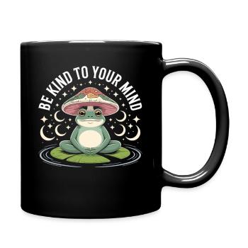 Meditating frog on water lily - Full Colour Mug - black - Right