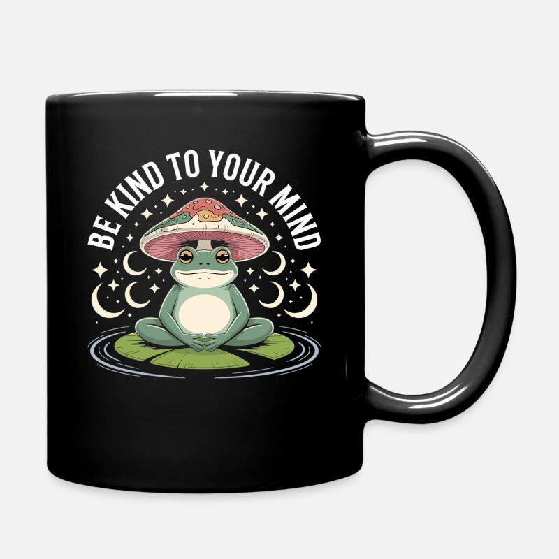 Meditierender Frosch auf Seerose - Tasse einfarbig - Schwarz