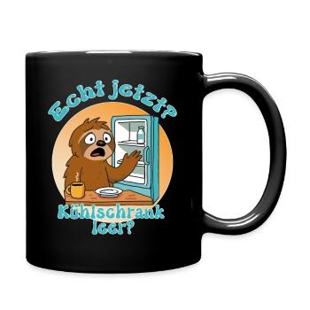 Faultiermotiv - Echt jetzt? Kühlschrank leer? - Tasse einfarbig - Schwarz - Rechts