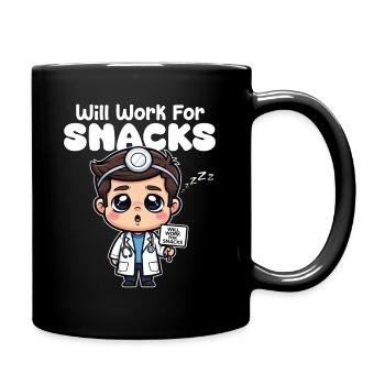 WILL WORK FOR SNACKS - DOCTOR GIFT - Full Colour Mug - black - Right