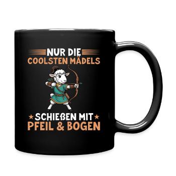 Coole Mädels gehen Bogenschießen - Schaf - Tasse einfarbig - Schwarz - Rechts
