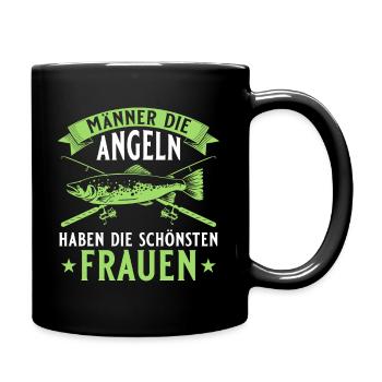 Männer die Angeln haben die Schönsten Frauen - Tasse einfarbig - Schwarz - Rechts