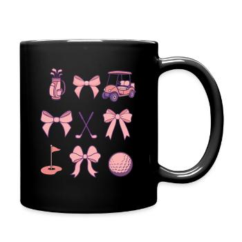 Girly Golfing Utensils Cute Fun Golf Club Design - Full Colour Mug - black - Right