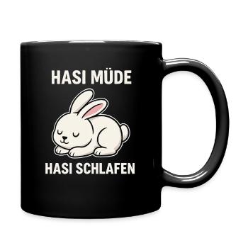 Hasi müde – Hasi schlafen - Tasse einfarbig - Schwarz - Rechts