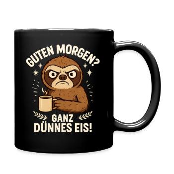 Bonjour glace très mince disant paresseux - Mug uni - noir - Droite