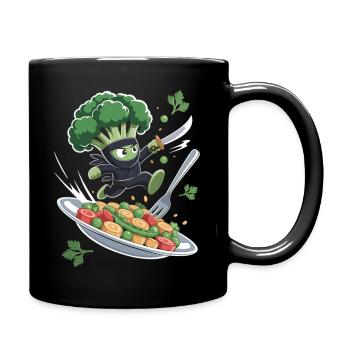 Brocoli Ninja en action - Mug uni - noir - Droite