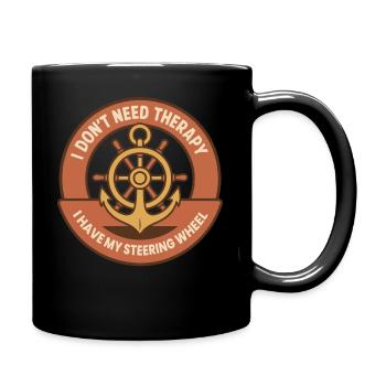 Funny Saying Ship Boat Captain Therapy - Full Colour Mug - black - Right