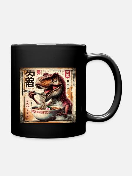 Ramen T Rex Dinosaurier Grunge Poster Style - Tasse einfarbig - Schwarz